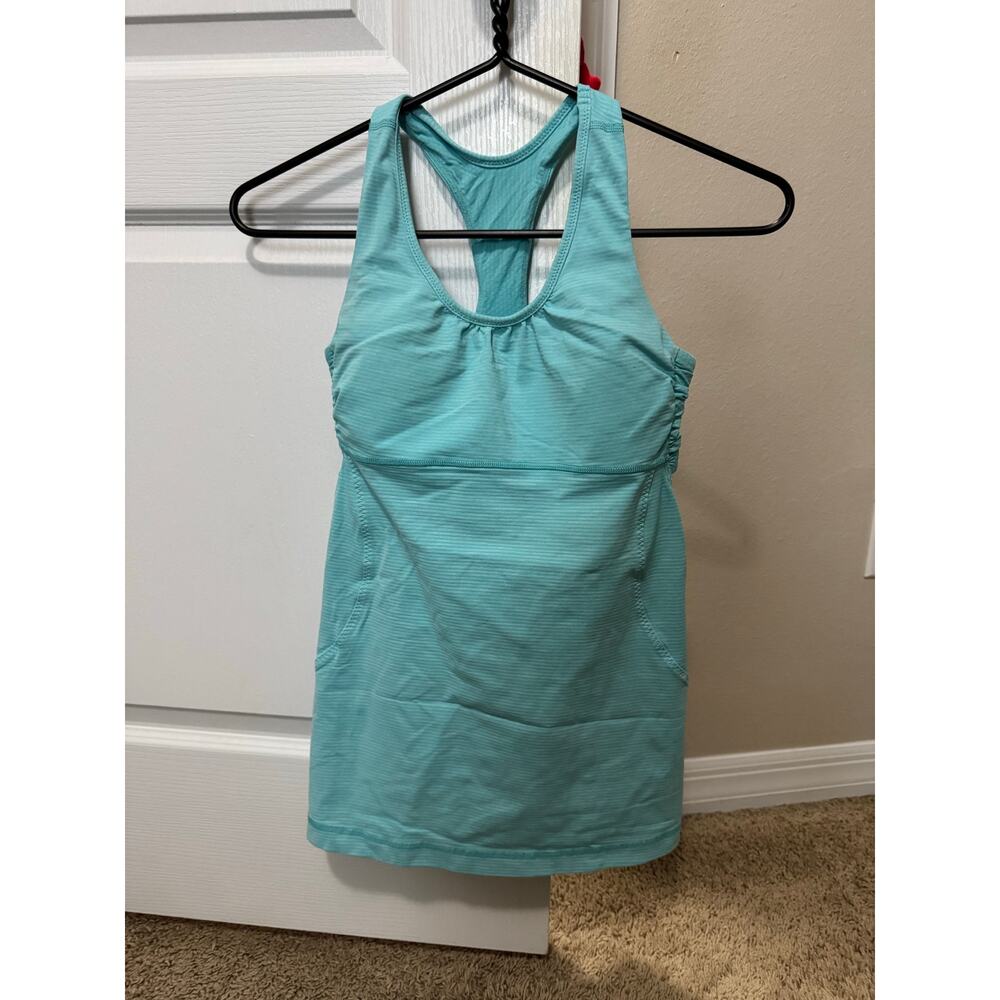 Lululemon Turquoise Racerback Tank with Built-In Bra | Open Back